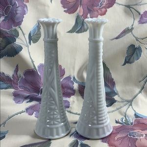 9” Vintage Milkglass Bud Vases-Set of 2